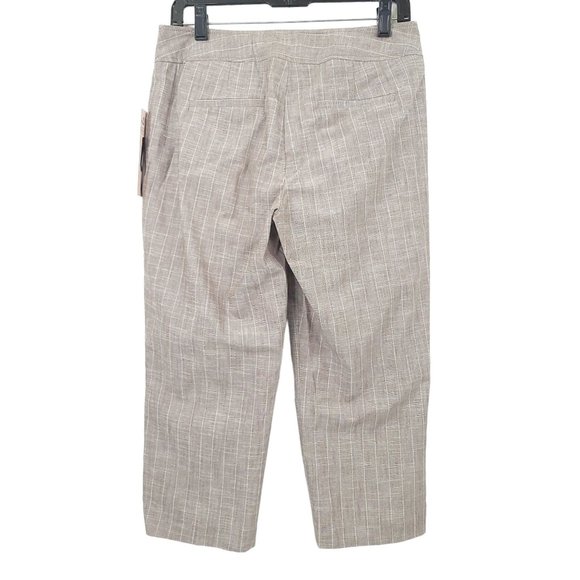 Sharagano Slim Leg Crop Dress Pant Womens Size 6 Career Striped Coco White NEW - Picture 2 of 9